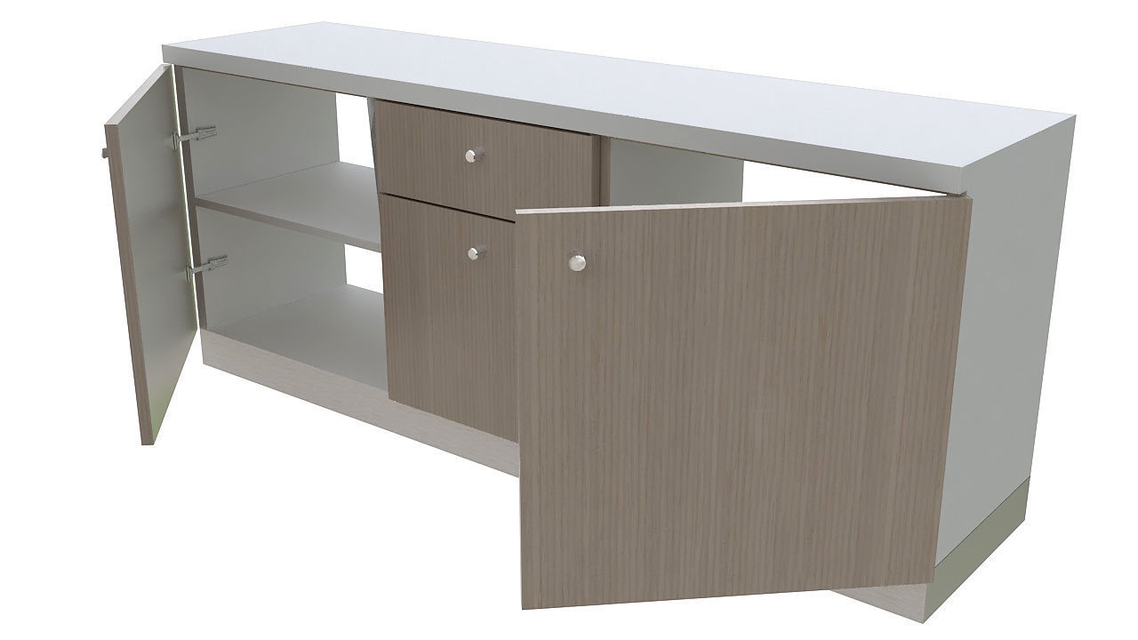 Wooden cabinet with doors 3D model_4