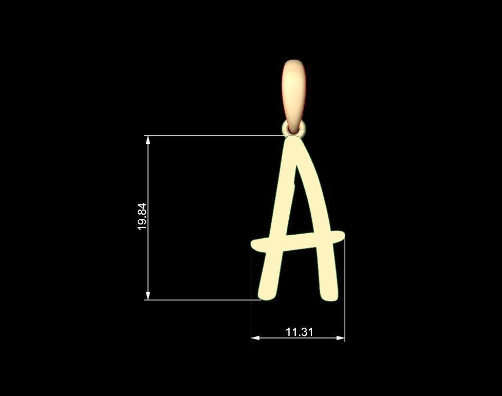 Initial Letters Pendant AnnaBee A 3D print model_4