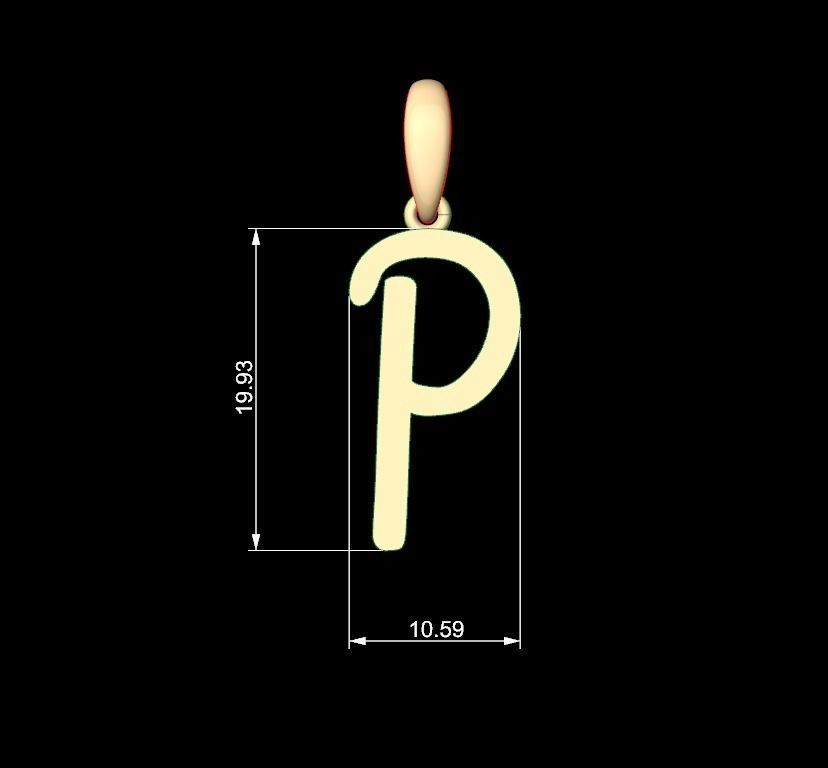 Initial Letters Pendant AnnaBee P 3D print model_4