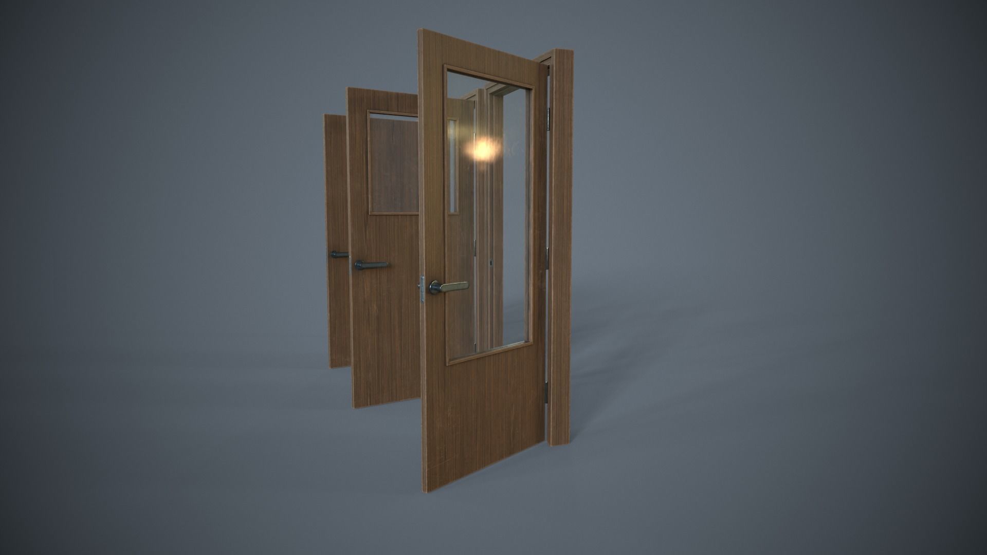 Set of three doors Low-poly 3D model_10