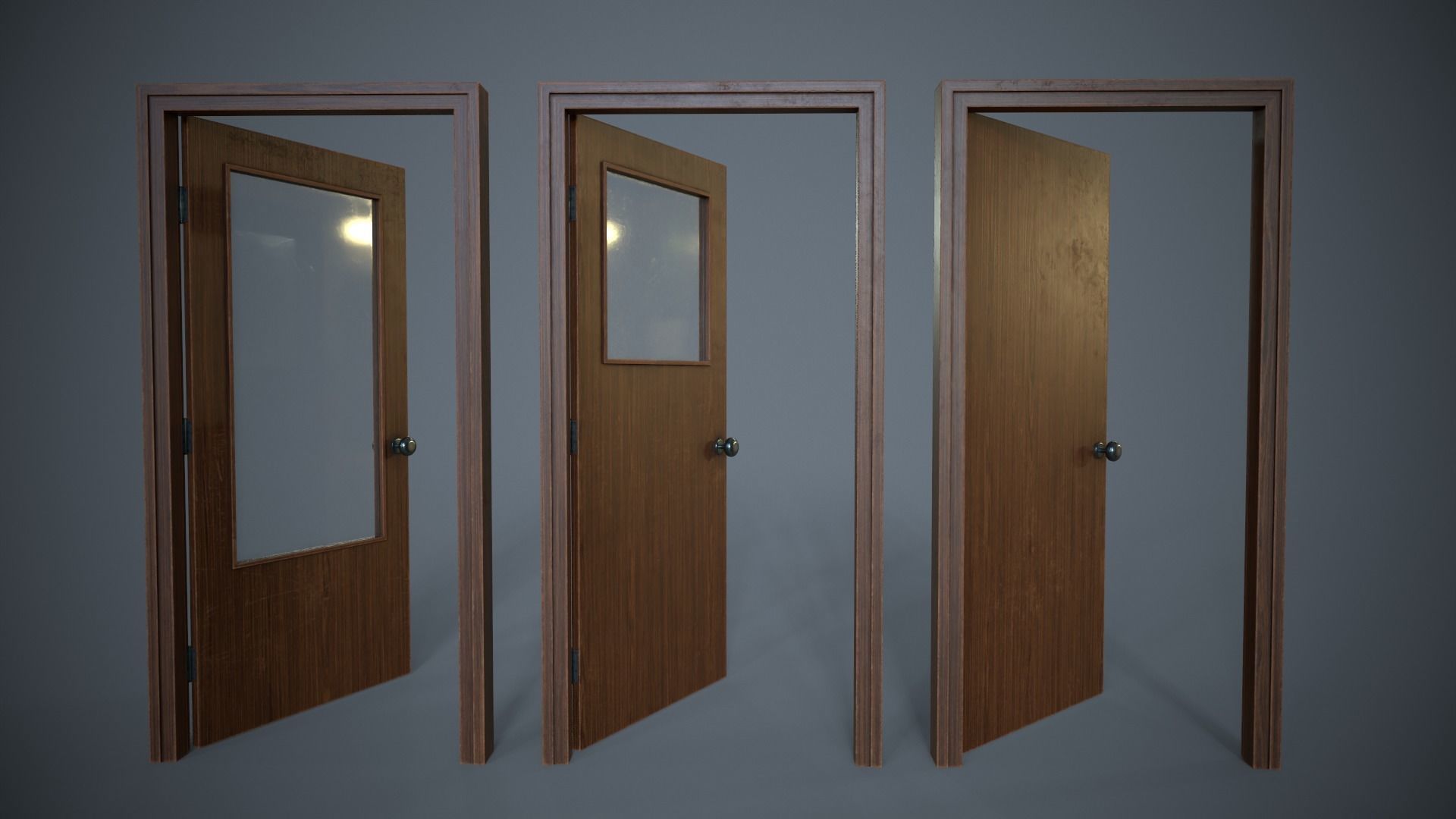 Set of three doors Low-poly 3D model_18