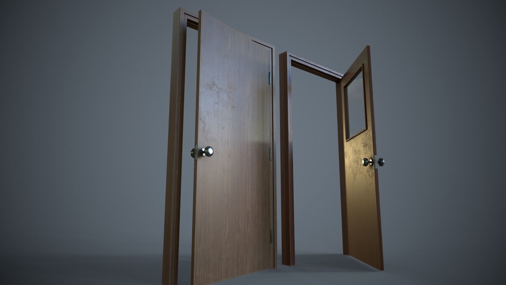 Set of three doors Low-poly 3D model_17