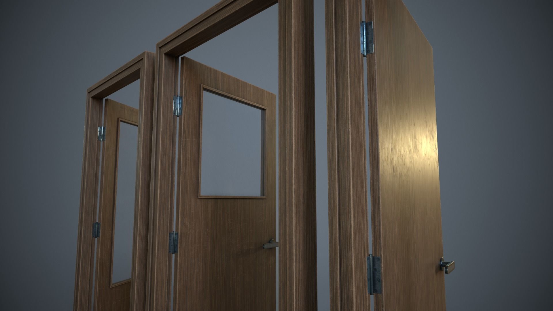 Set of three doors Low-poly 3D model_8