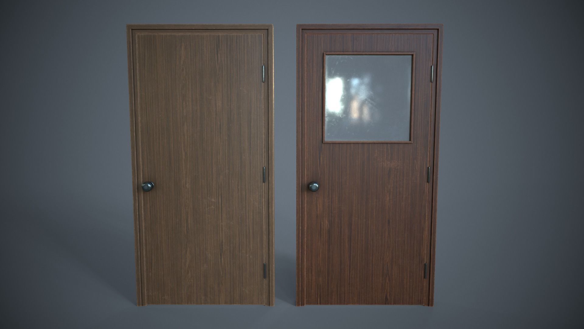Set of three doors Low-poly 3D model_11