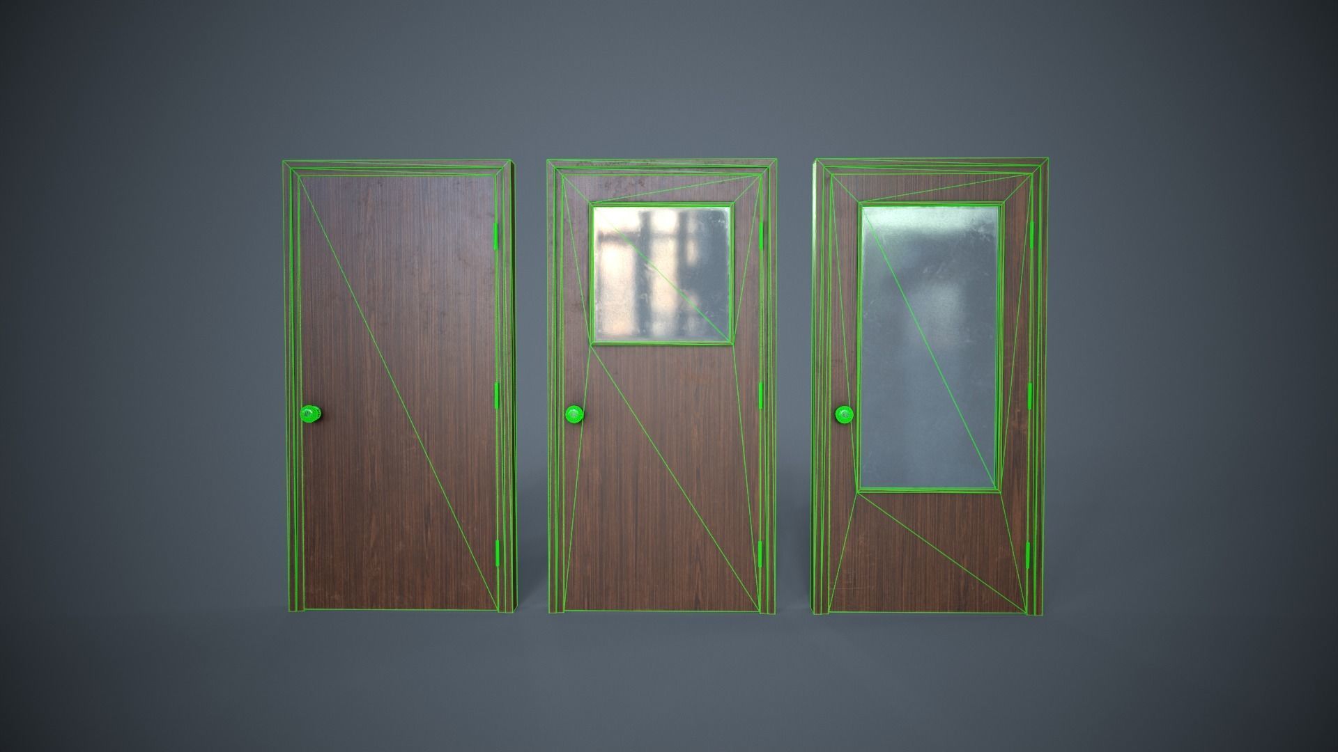 Set of three doors Low-poly 3D model_5