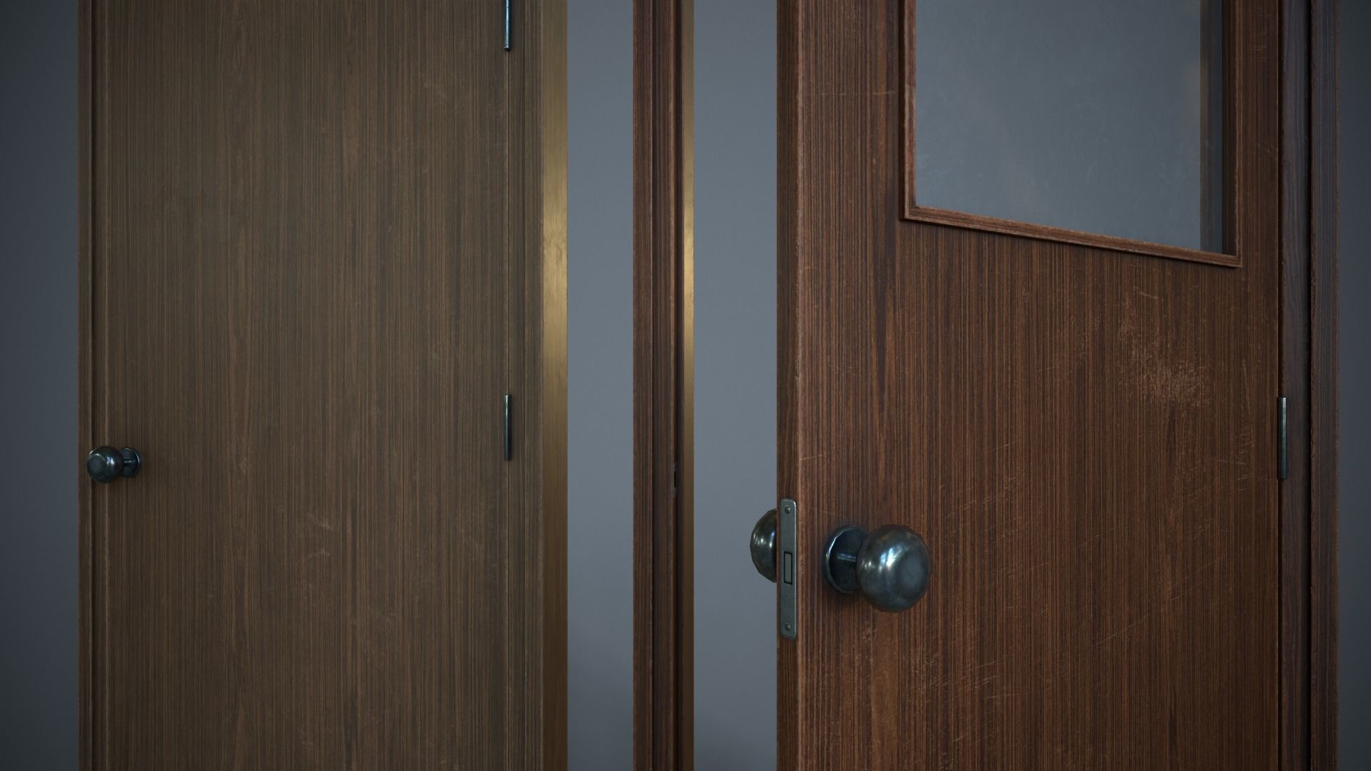 Set of three doors Low-poly 3D model_14