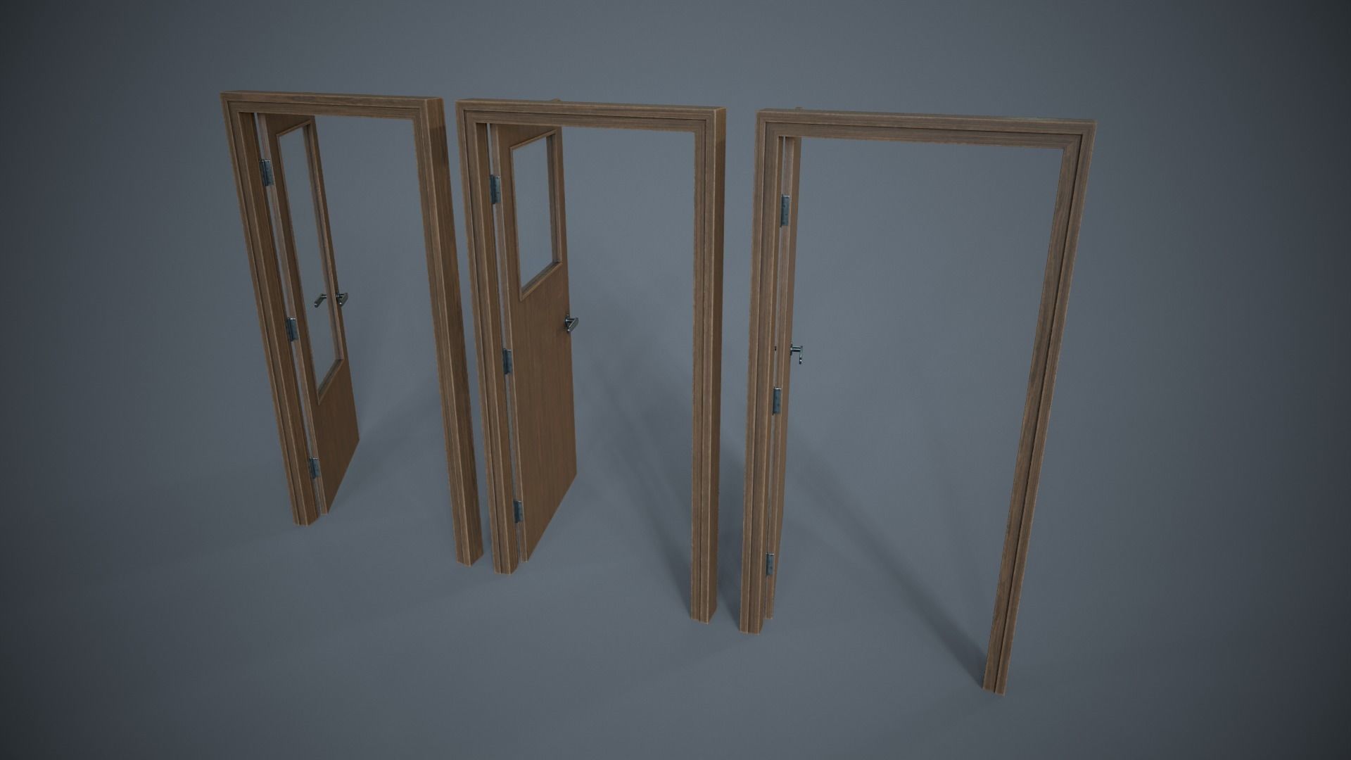 Set of three doors Low-poly 3D model_4