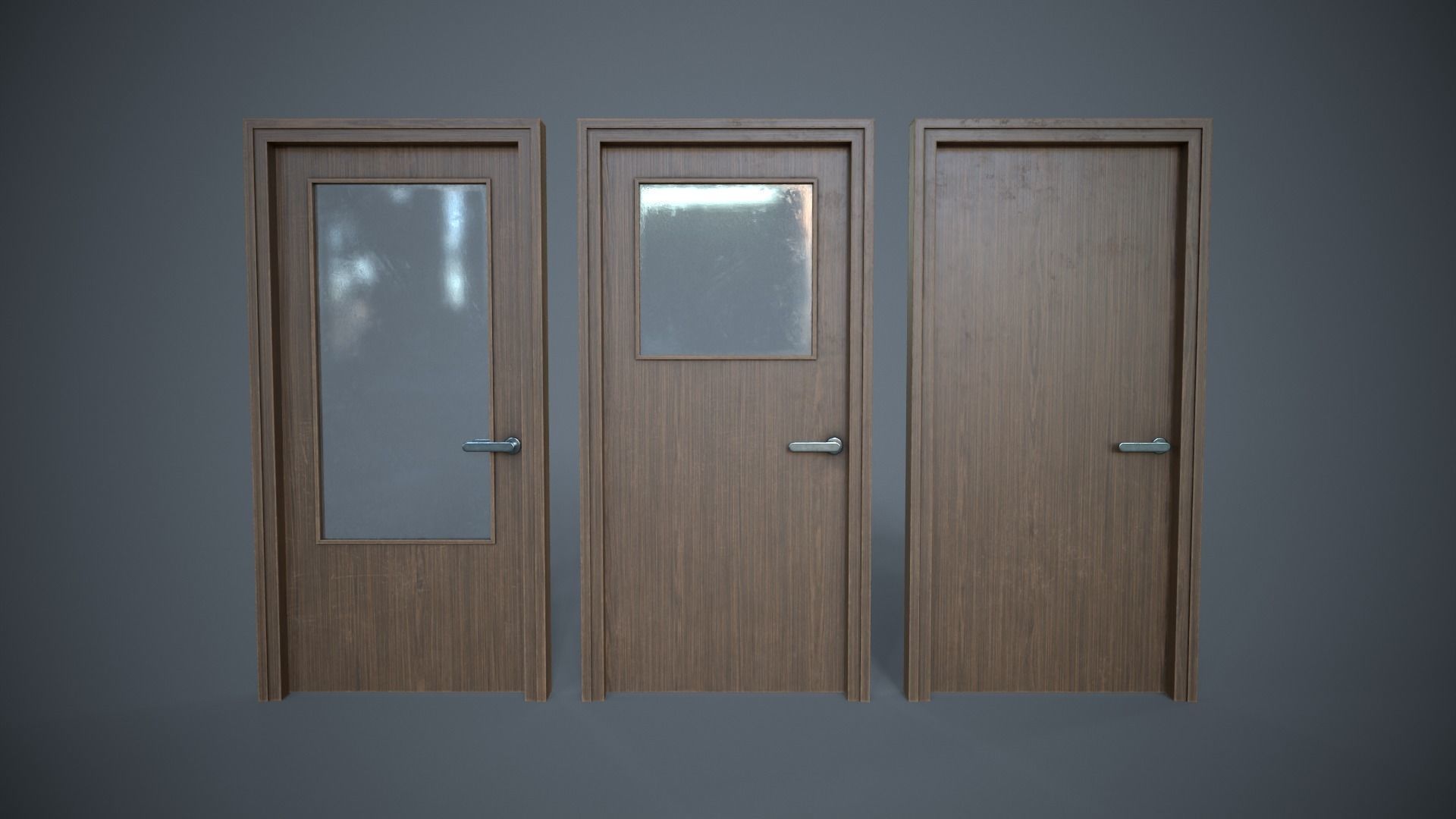 Set of three doors Low-poly 3D model_6