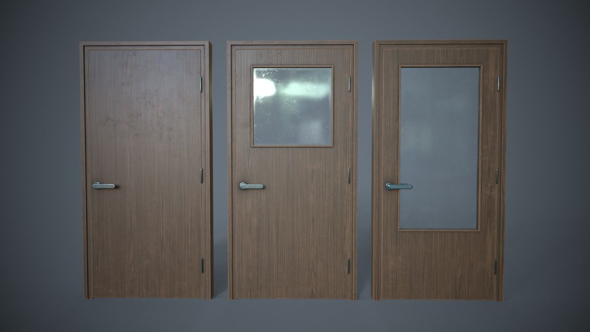Set of three doors Low-poly 3D model_2