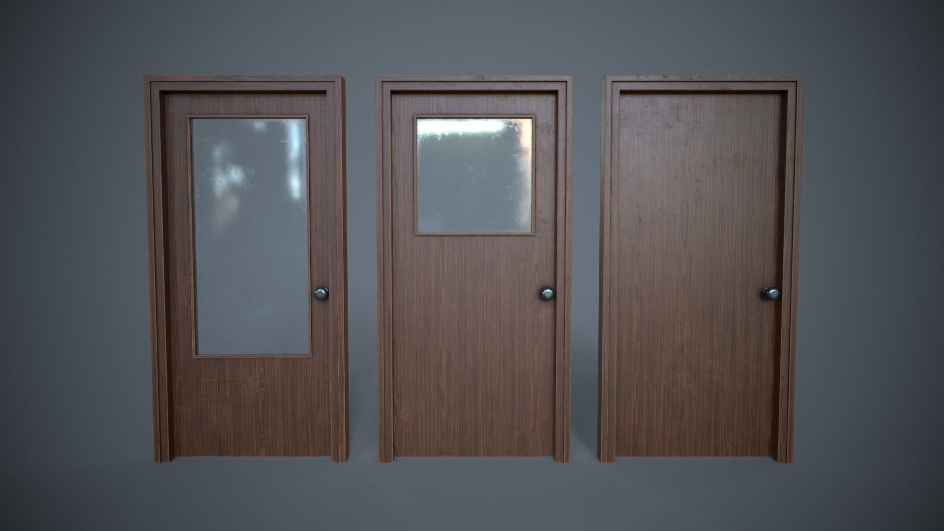 Set of three doors Low-poly 3D model_7