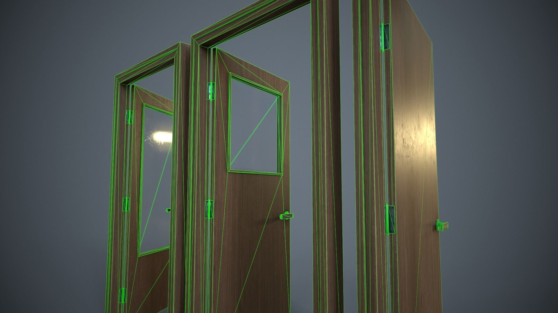 Set of three doors Low-poly 3D model_9