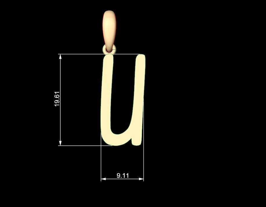 Initial Letters Pendant AnnaBee U 3D print model_4