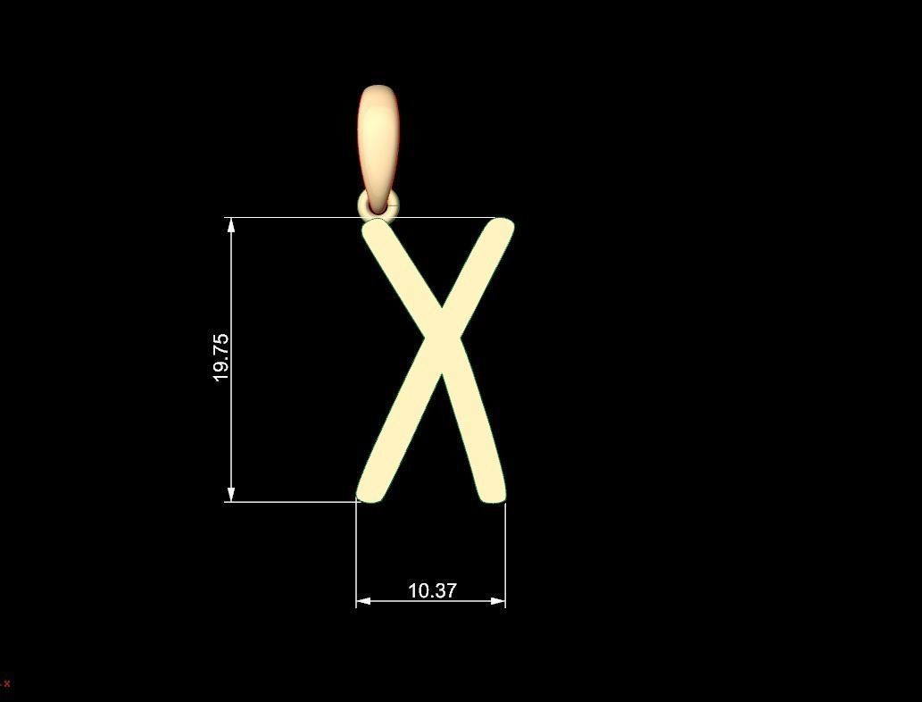 Initial Letters Pendant AnnaBee X 3D print model_4