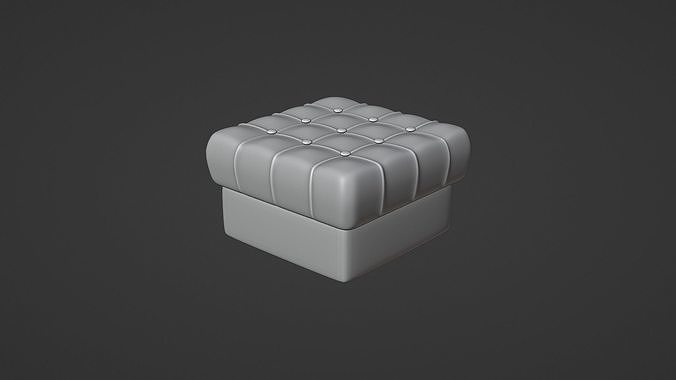 Tufted ottoman 1 3D model 2