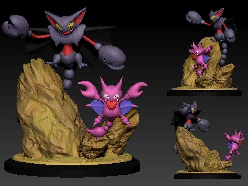 Pokemon Diorama gligar and gliscor 3D print model_2