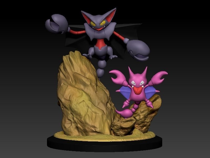 Pokemon Diorama gligar and gliscor 3D print model_1