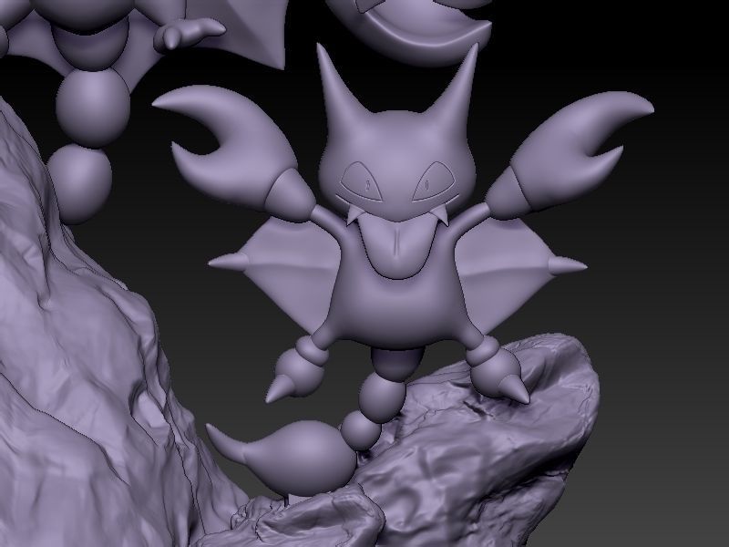 Pokemon Diorama gligar and gliscor 3D print model_5
