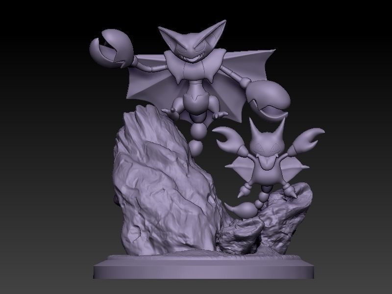 Pokemon Diorama gligar and gliscor 3D print model_3