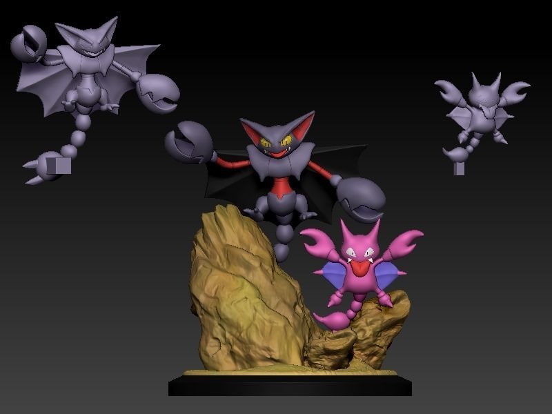 Pokemon Diorama gligar and gliscor 3D print model_6