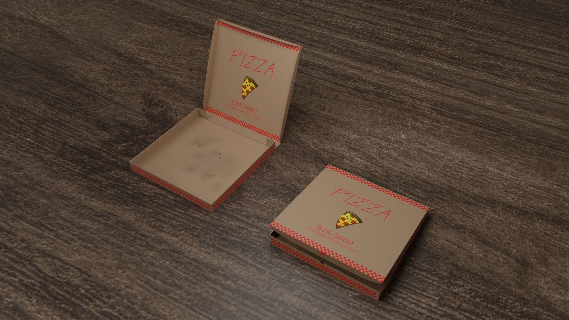 Stained Pizza Box Model Low-poly 3D model_5