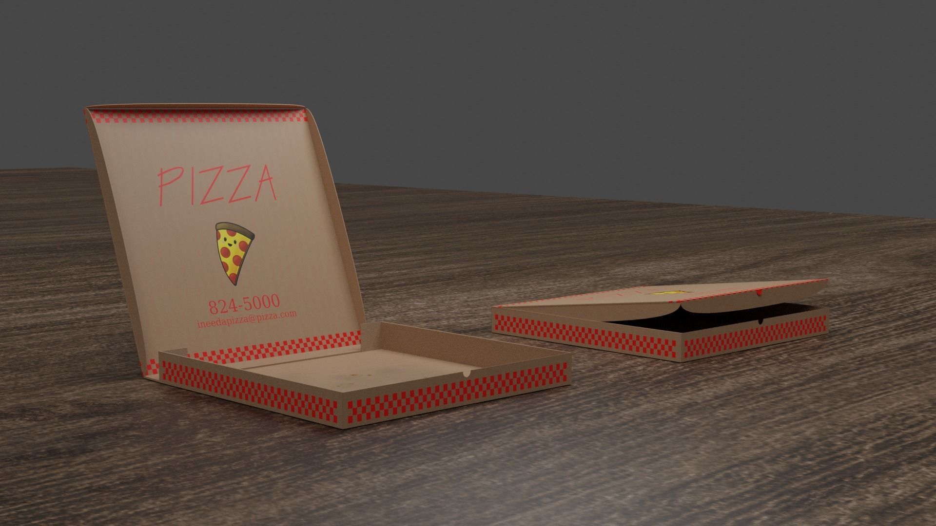 Stained Pizza Box Model Low-poly 3D model_2