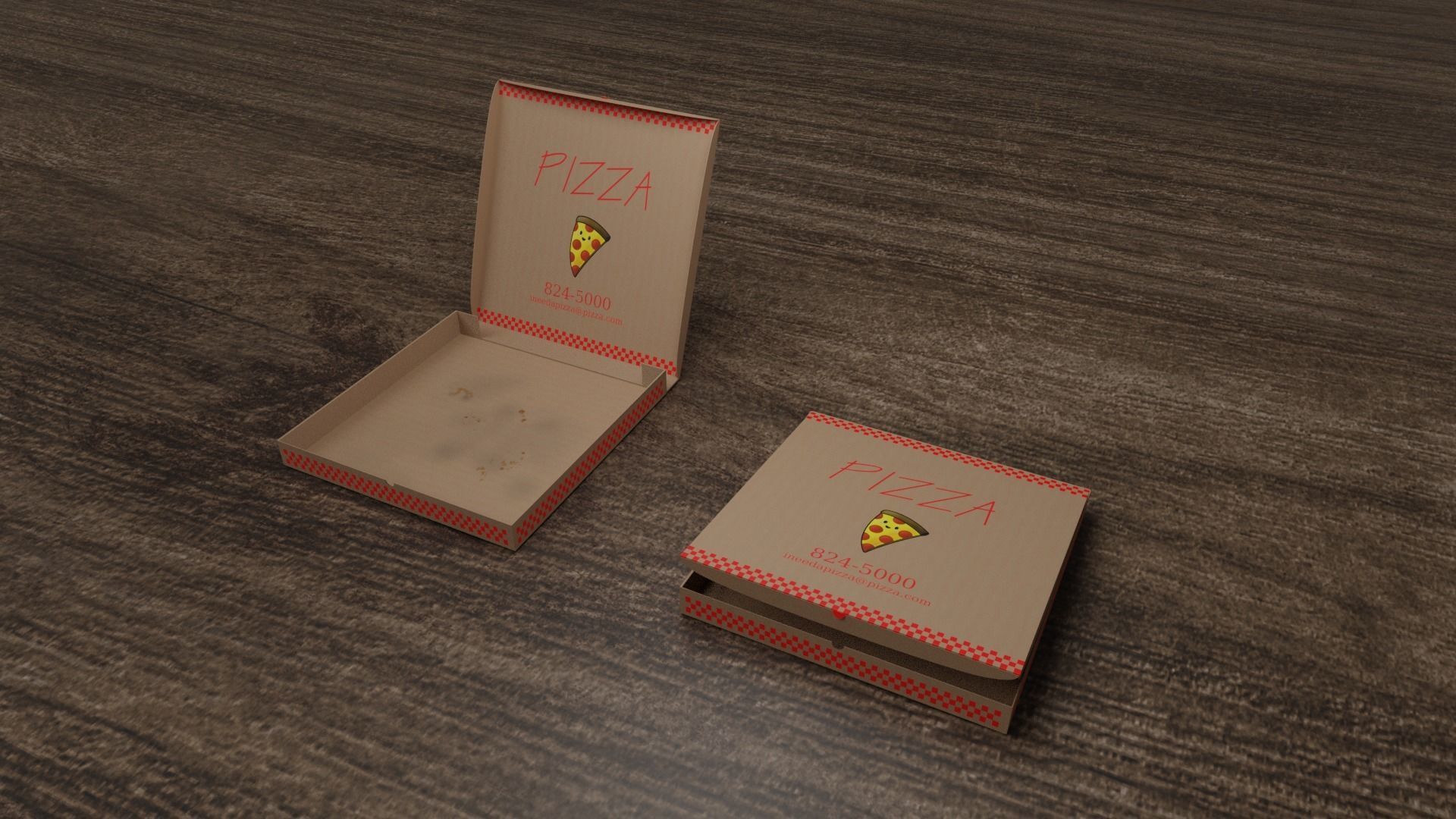 Stained Pizza Box Model Low-poly 3D model_1
