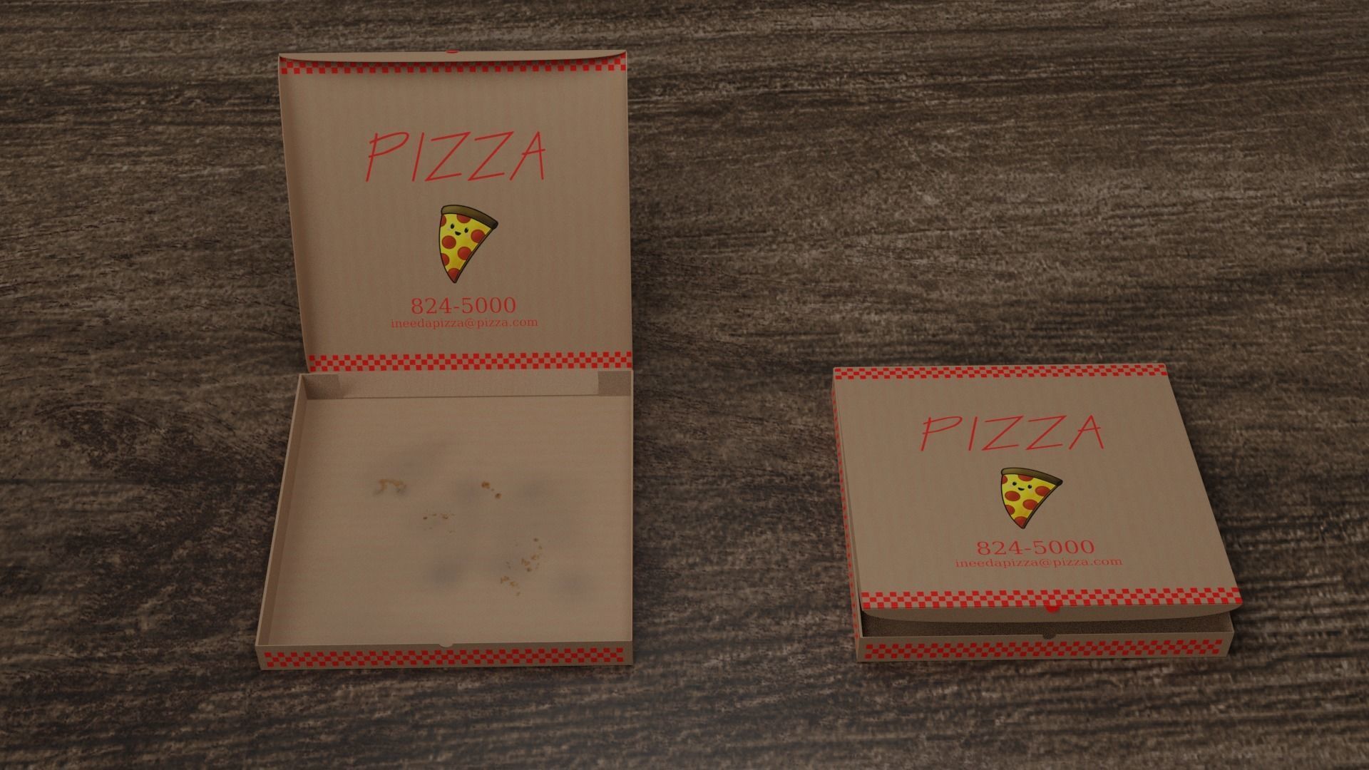Stained Pizza Box Model Low-poly 3D model_3