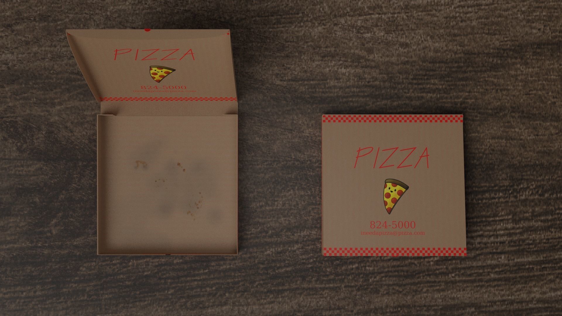 Stained Pizza Box Model Low-poly 3D model_6