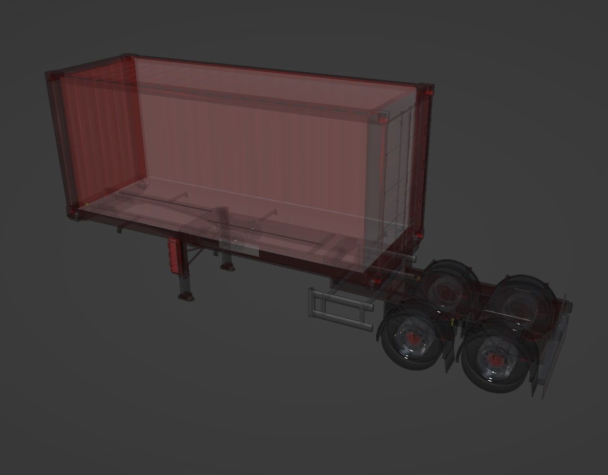Extensible trailer with container Low-poly 3D model_4