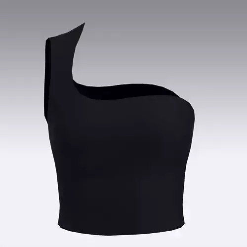 BLOUSE ONE SHOLUDER BLACK MATTE SCALLOP LOOK