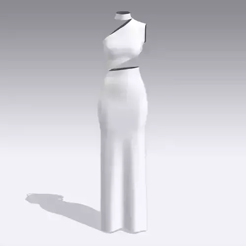 DRESS ASYMETRIC LOOK WHITE ELEGANT MODERN