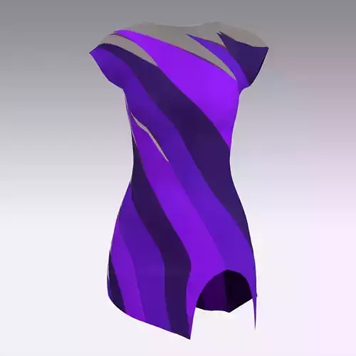 DRESS PURPLE ASYMETRIC LINE LOOK MODERN COLOR BLOCK