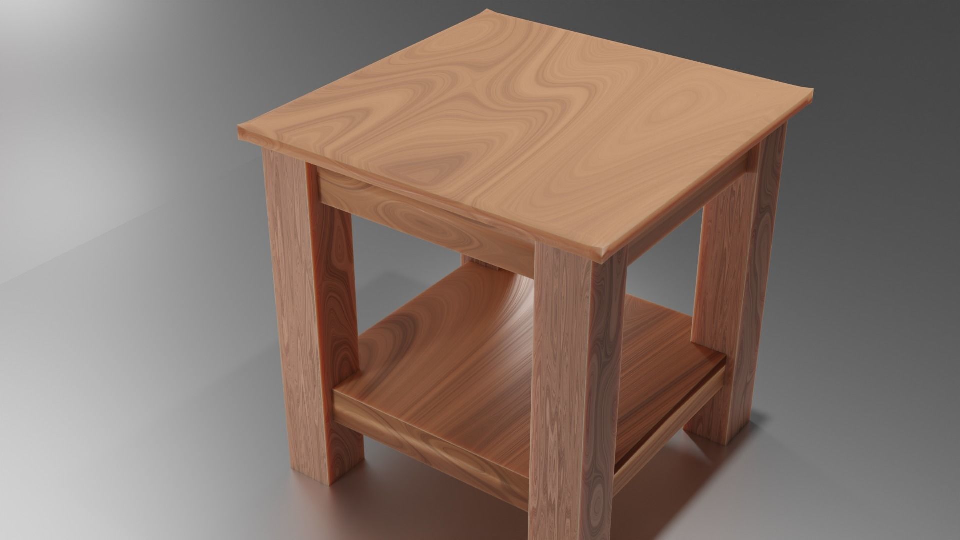 Small Wooden Table 3D model_1