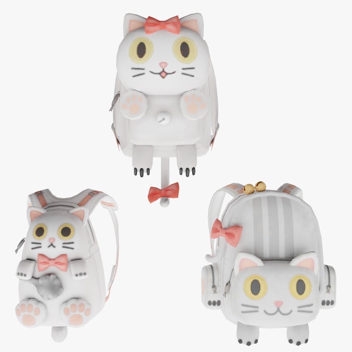 Bag 3x Silly Kitten Backpack 3D model_1