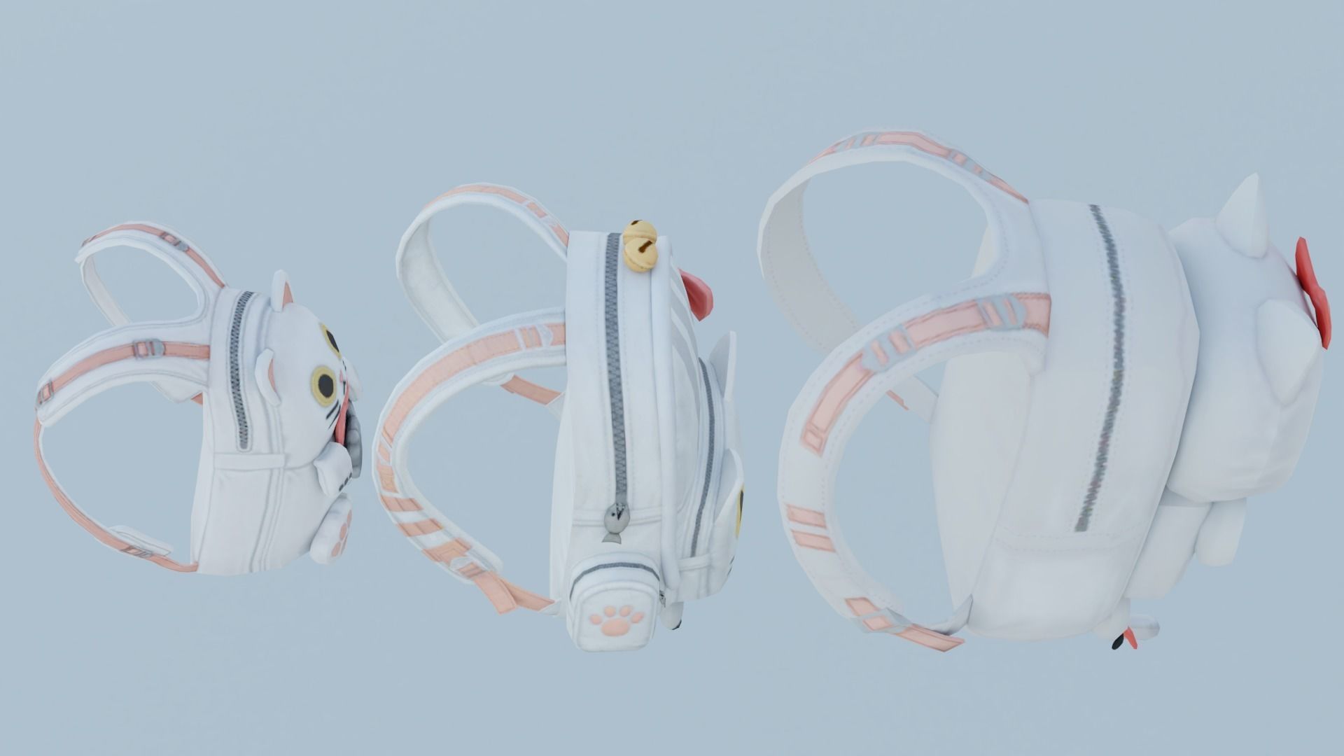 Bag 3x Silly Kitten Backpack 3D model_3