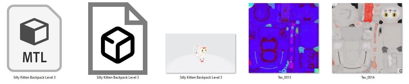 Bag 3x Silly Kitten Backpack 3D model_11