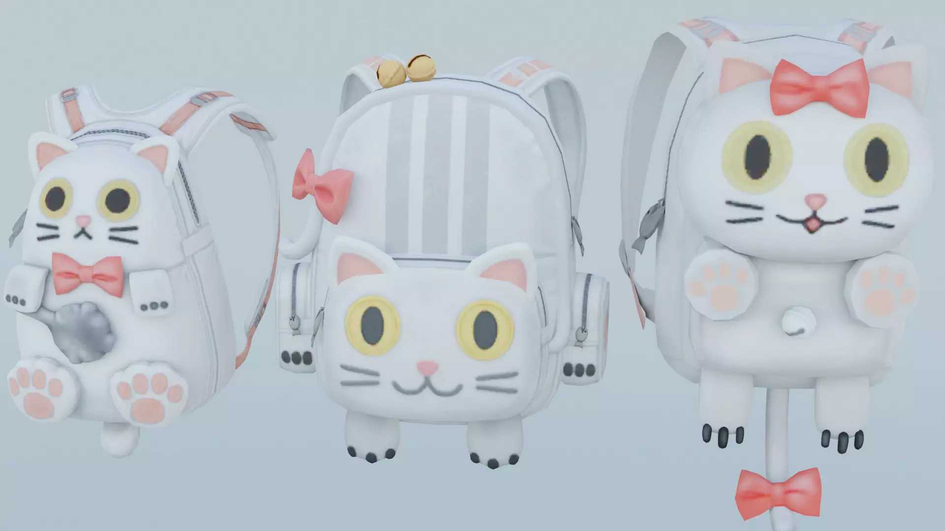 Bag 3x Silly Kitten Backpack 3D model_0