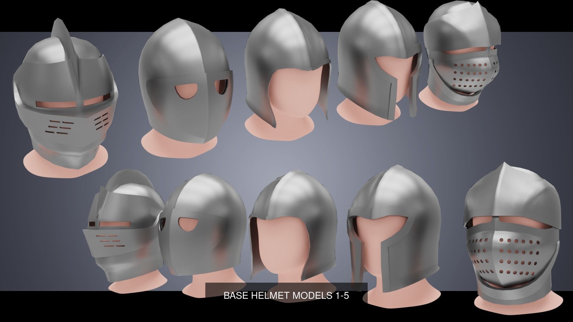 10 BASE HELMETS 3D Model Collection_1