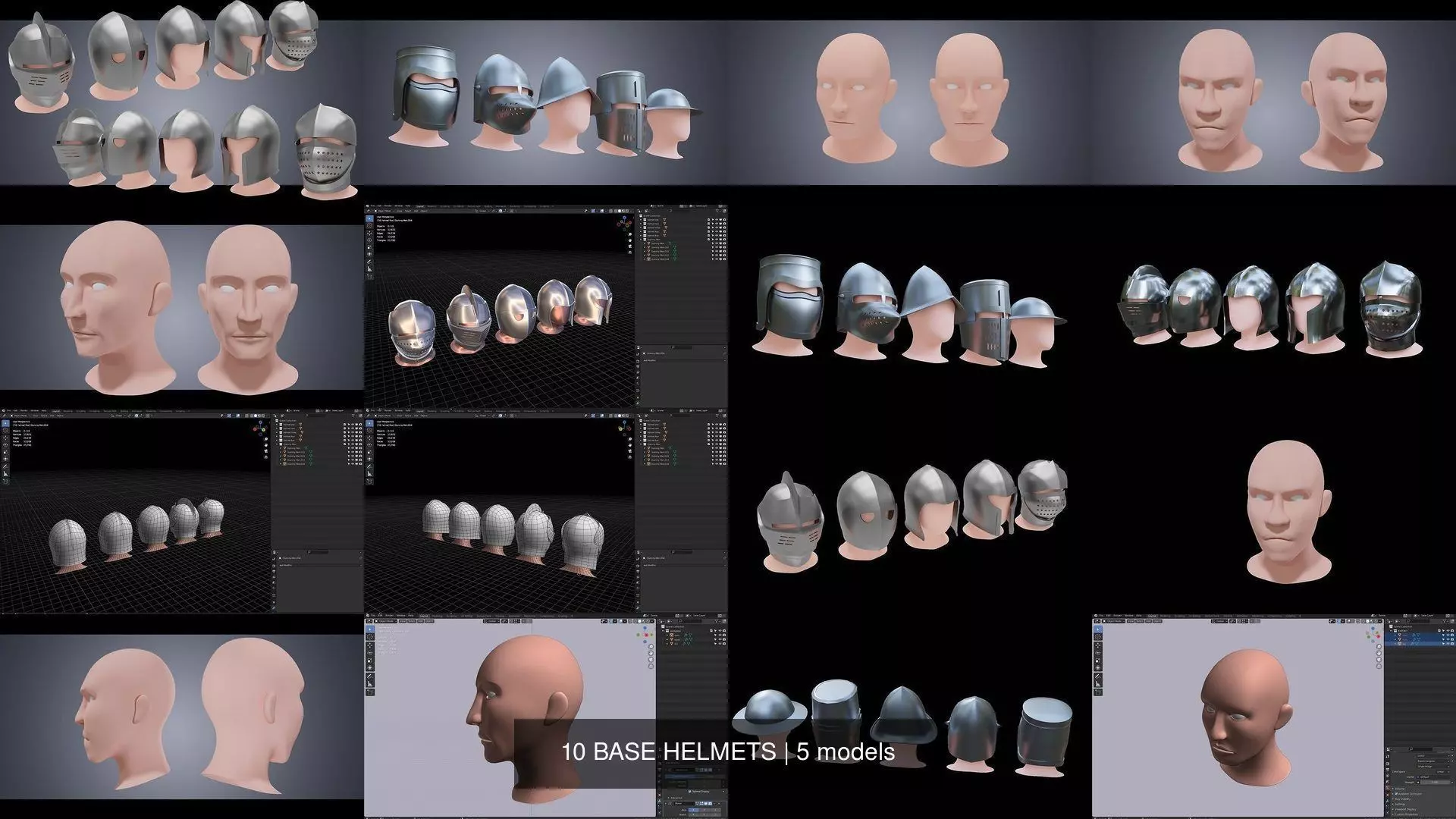 10 BASE HELMETS 3D Model Collection_0