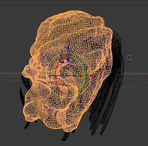 Predator mask Low-poly 3D model_3