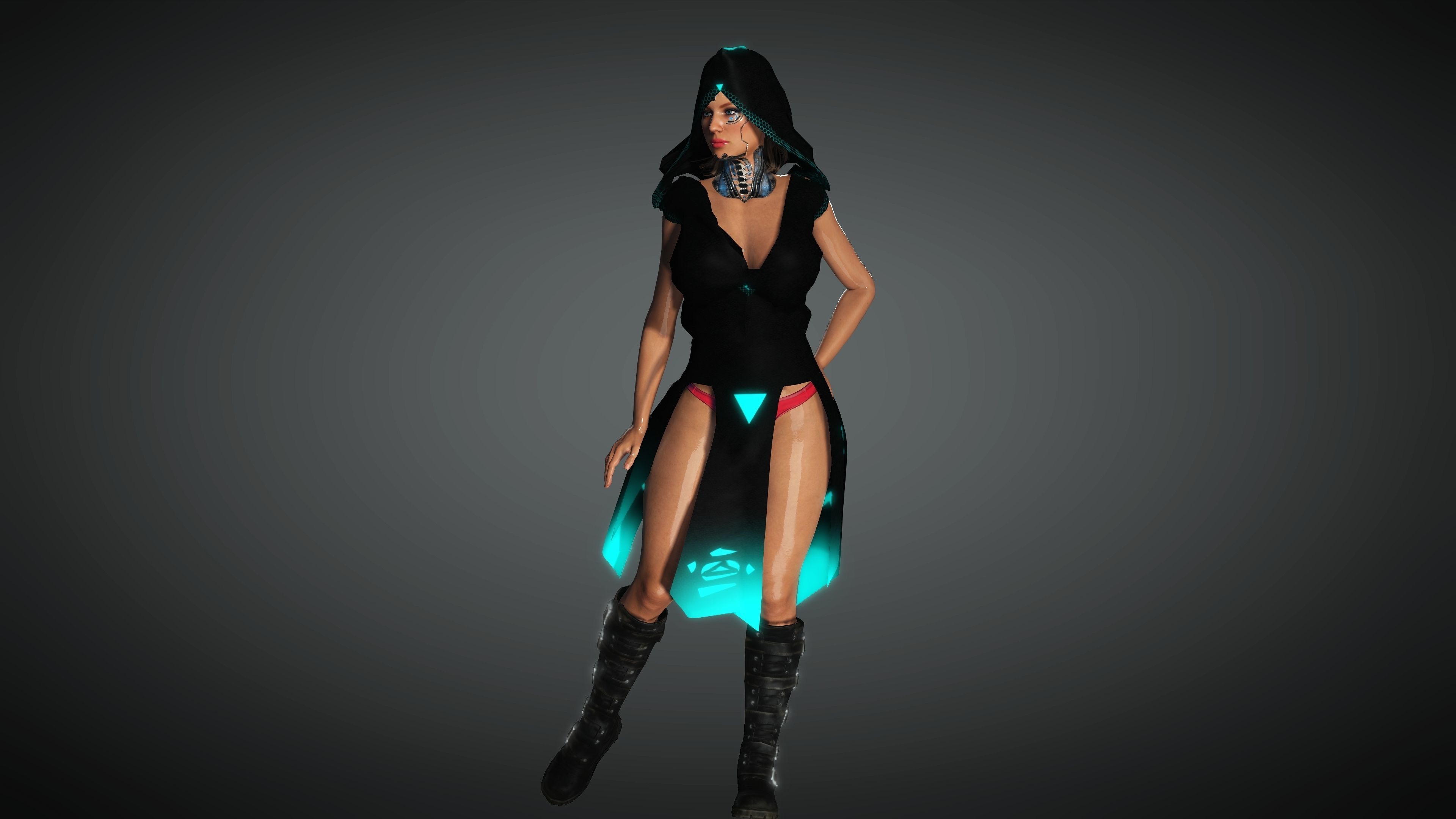 Cyberpunk Girl Character- Realistic Character 3D model_6