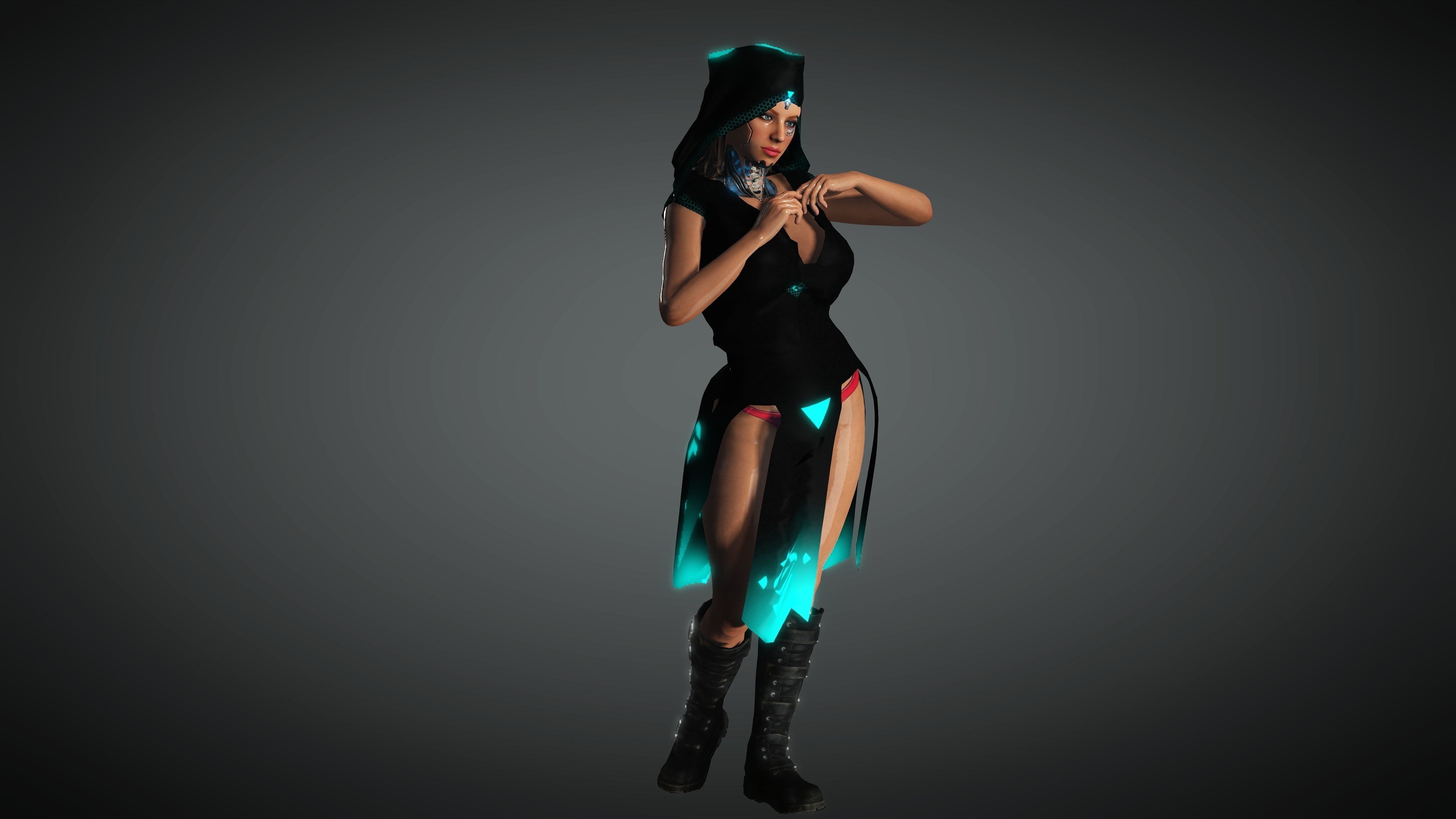 Cyberpunk Girl Character- Realistic Character 3D model_3