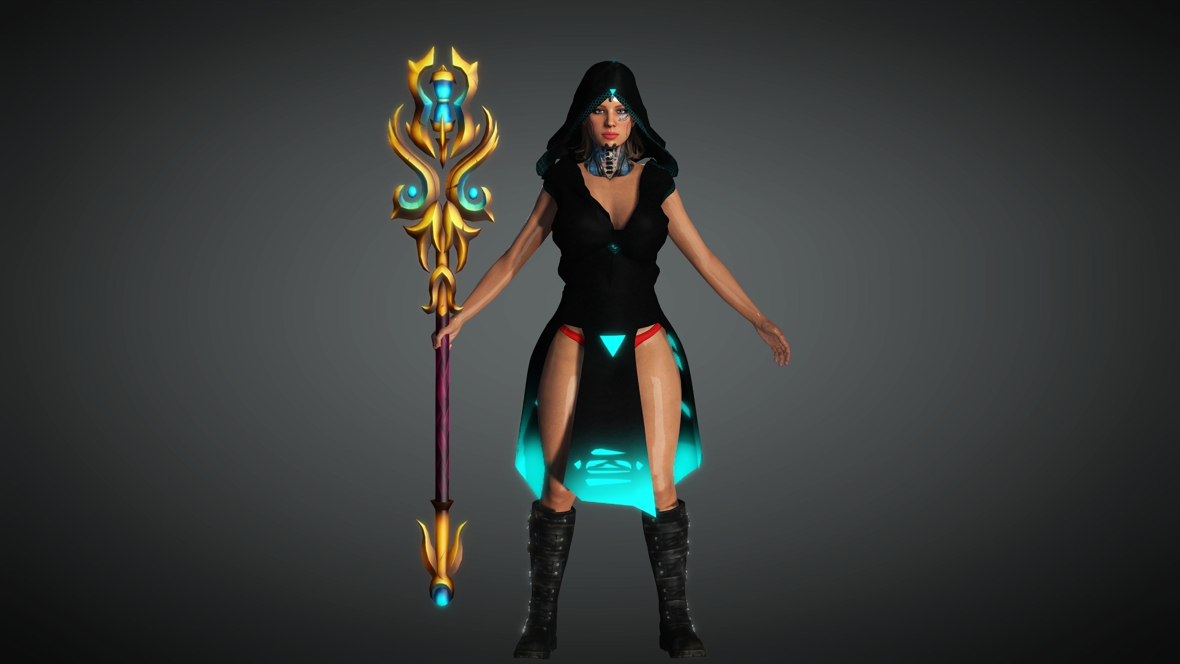 Cyberpunk Girl Character- Realistic Character 3D model_11