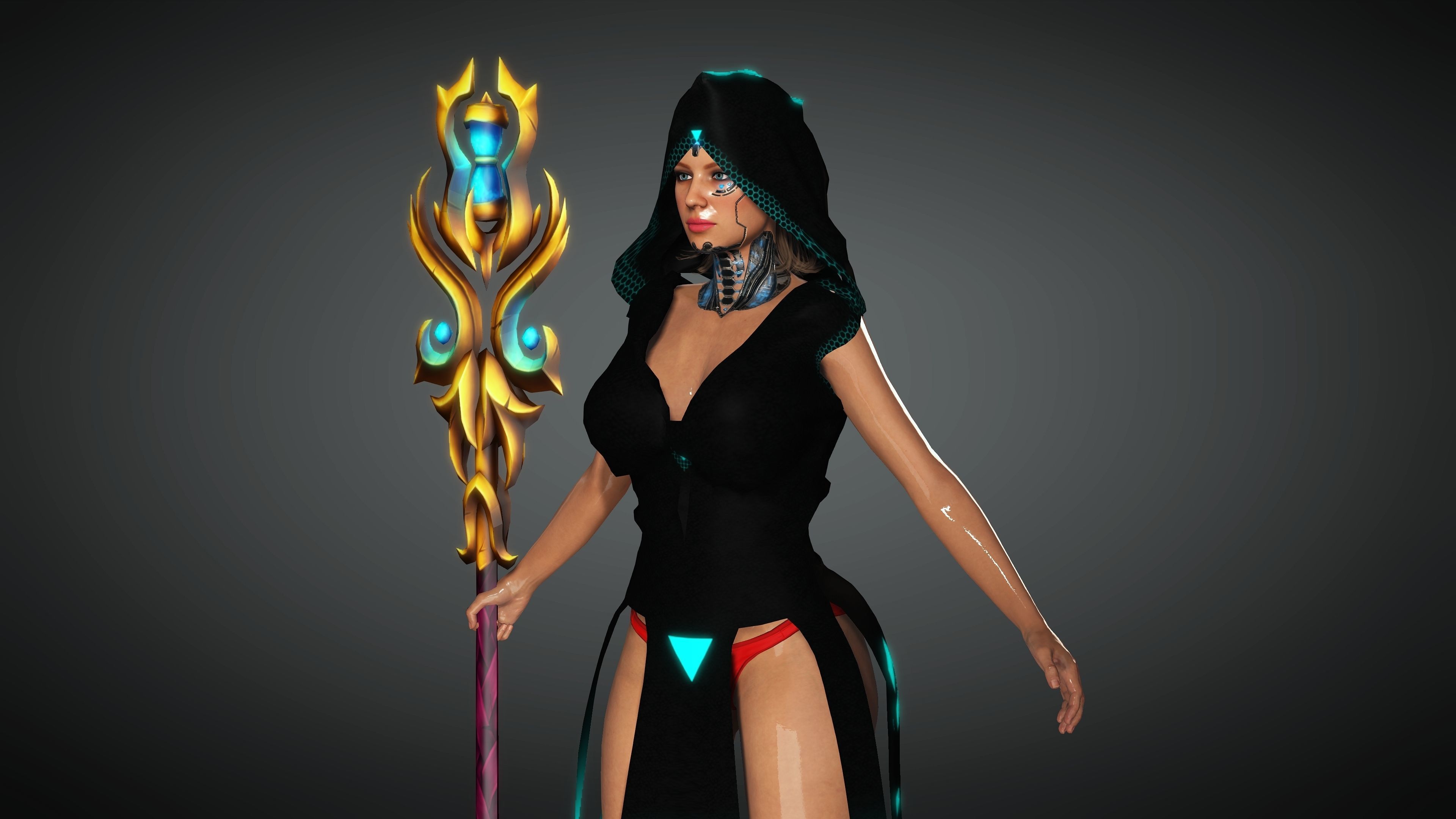 Cyberpunk Girl Character- Realistic Character 3D model_13