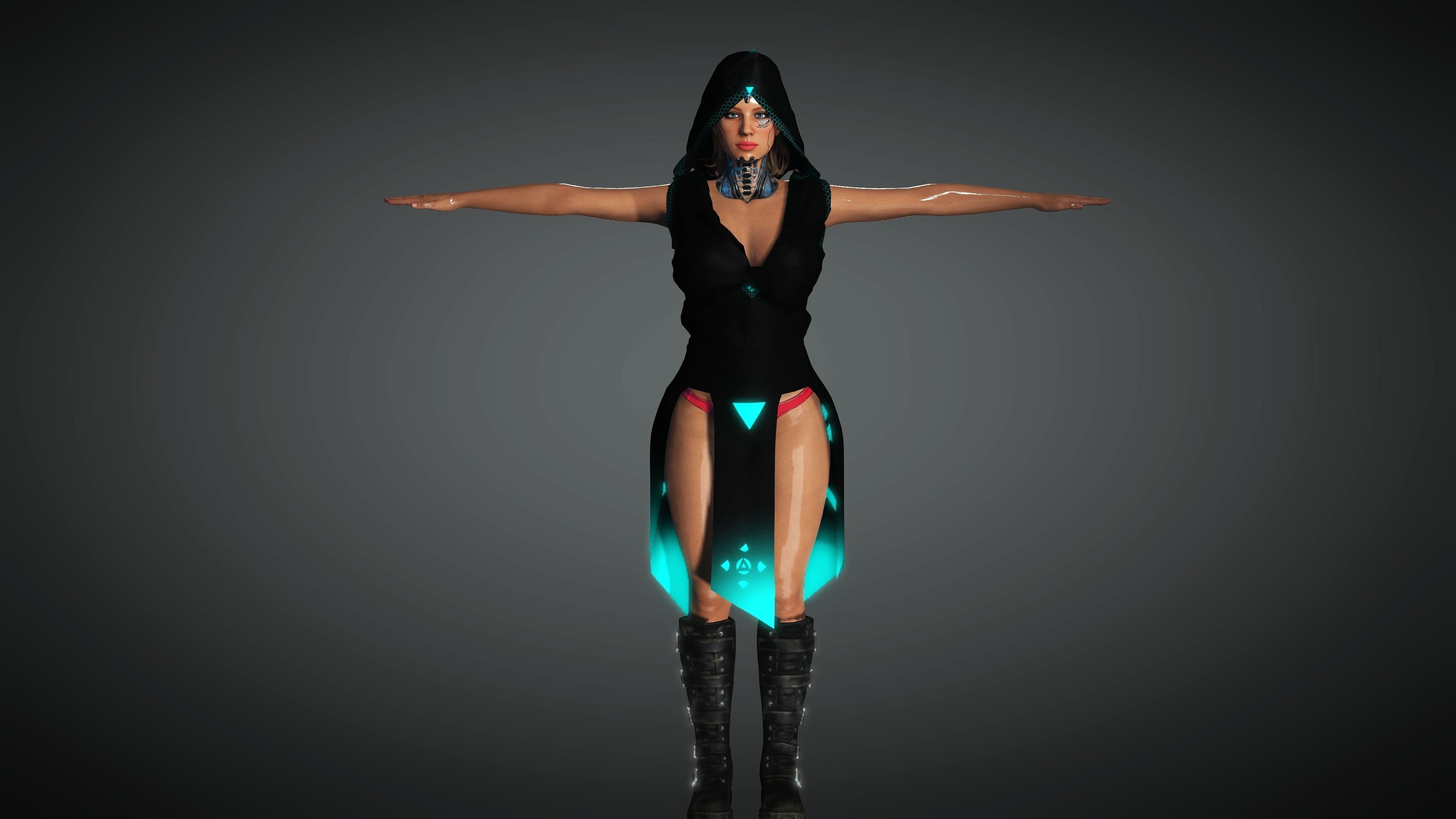 Cyberpunk Girl Character- Realistic Character 3D model_5