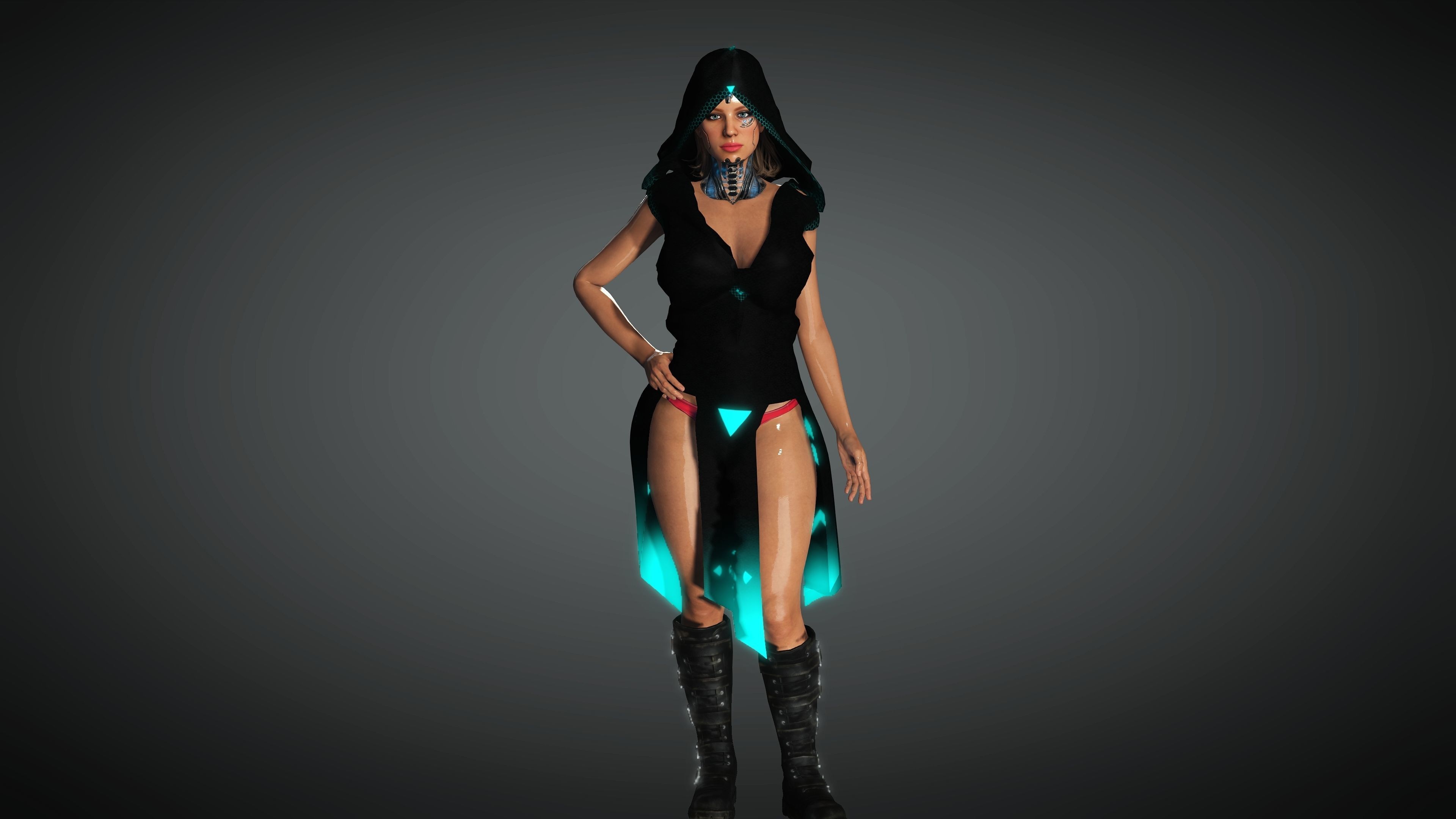 Cyberpunk Girl Character- Realistic Character 3D model_4