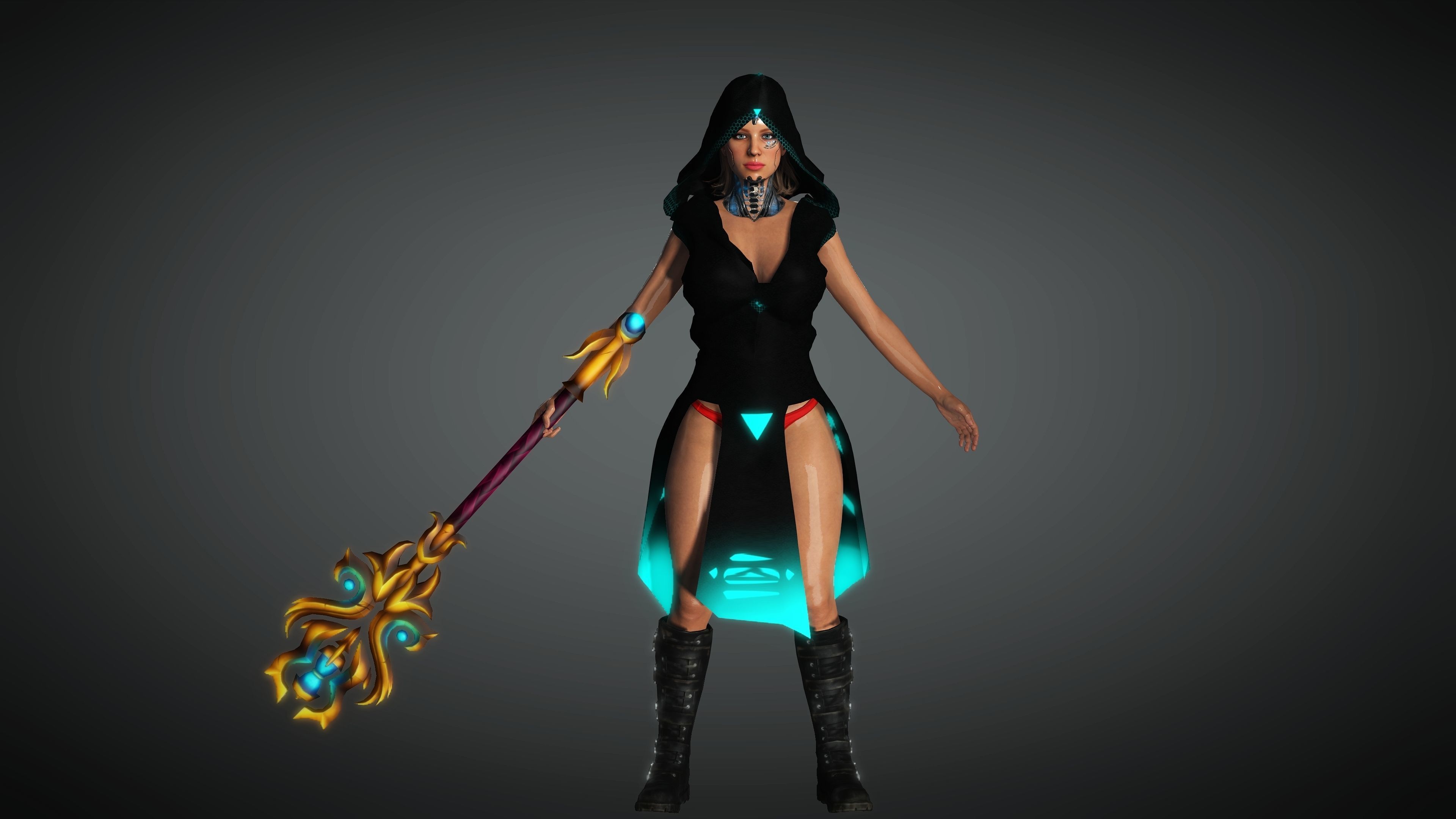 Cyberpunk Girl Character- Realistic Character 3D model_15