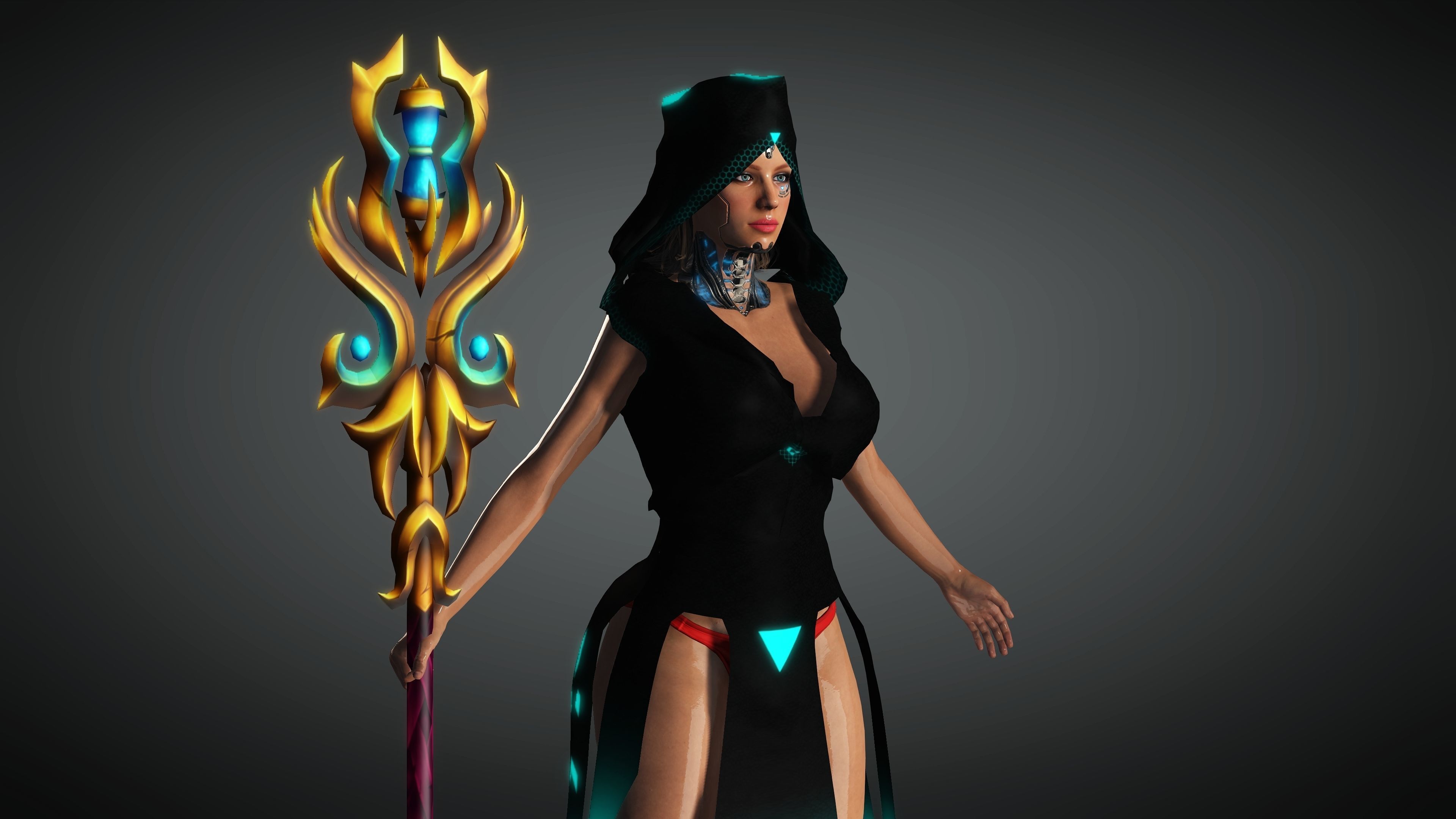Cyberpunk Girl Character- Realistic Character 3D model_14