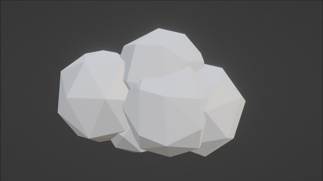Low Poly Cloud polygonal cube Free low-poly 3D model_1