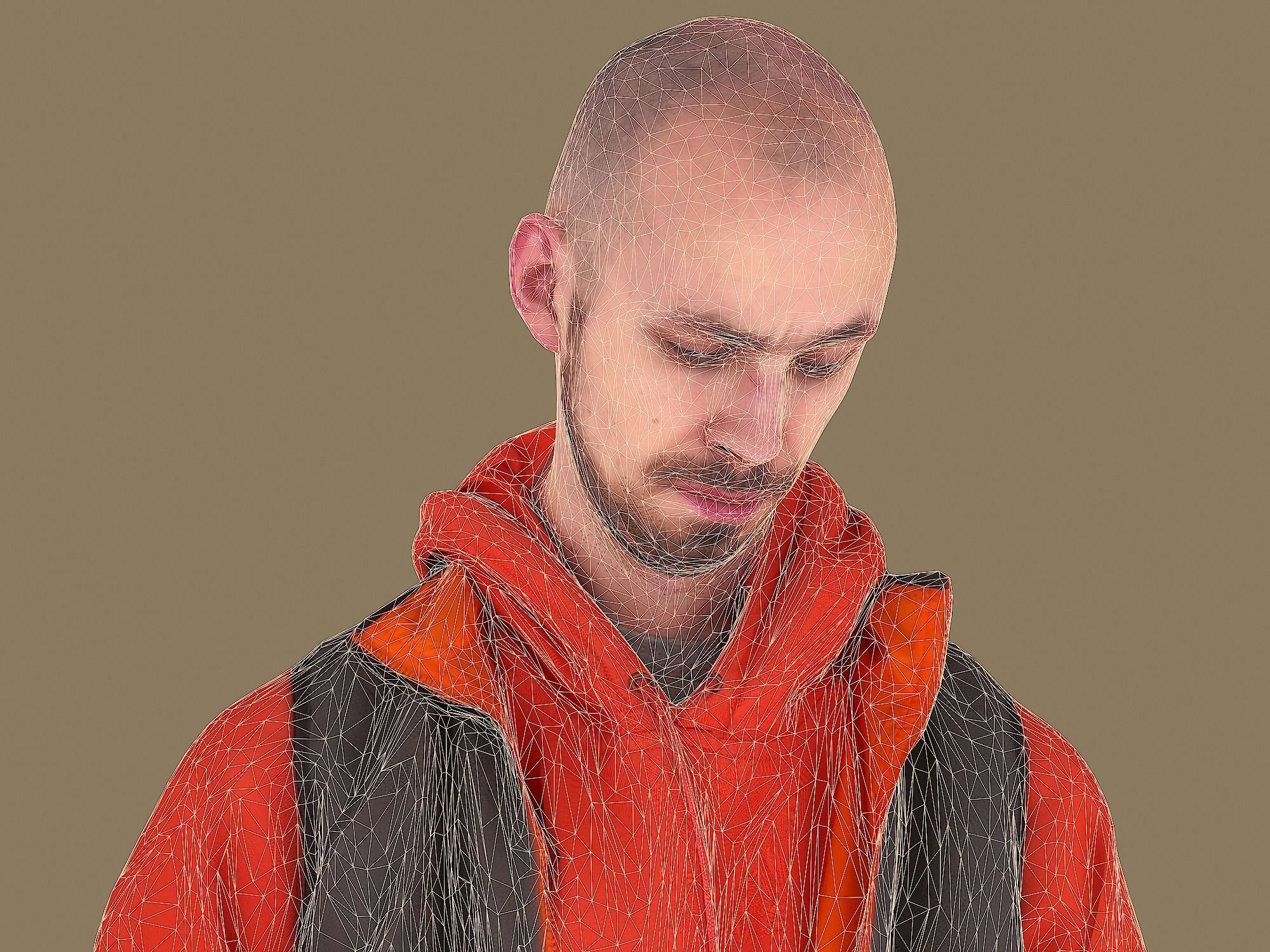 Tall Guy in Orange Hoodie 3D model_8
